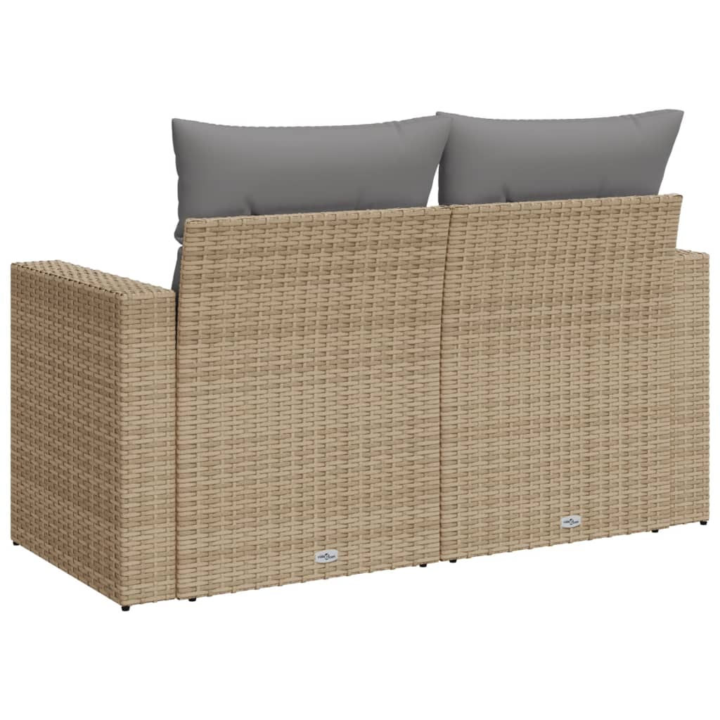 Dvivietė sodo sofa su pagalvėlėmis, smėlio spalvos, poliratanas - Namų Idėja