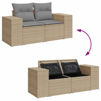 Dvivietė sodo sofa su pagalvėlėmis, smėlio spalvos, poliratanas - Namų Idėja