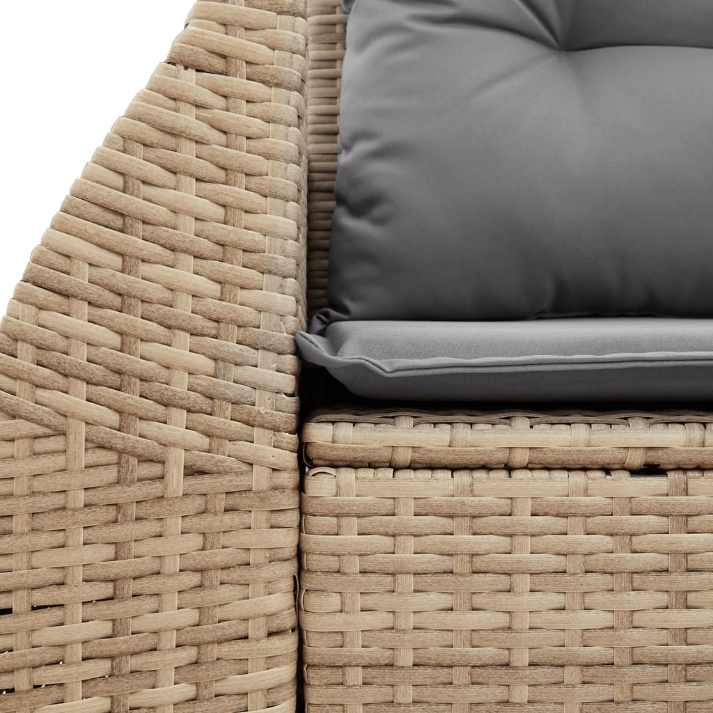 Dvivietė sodo sofa su pagalvėlėmis, smėlio spalvos, poliratanas - Namų Idėja