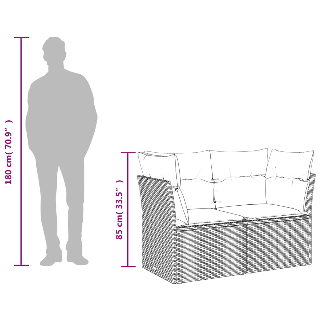 Dvivietė sodo sofa su pagalvėlėmis, smėlio spalvos, poliratanas - Namų Idėja