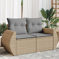 Dvivietė sodo sofa su pagalvėlėmis, smėlio spalvos, poliratanas - Namų Idėja