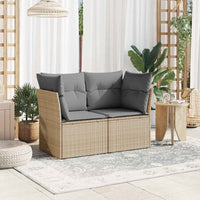 Dvivietė sodo sofa su pagalvėlėmis, smėlio spalvos, poliratanas - Namų Idėja