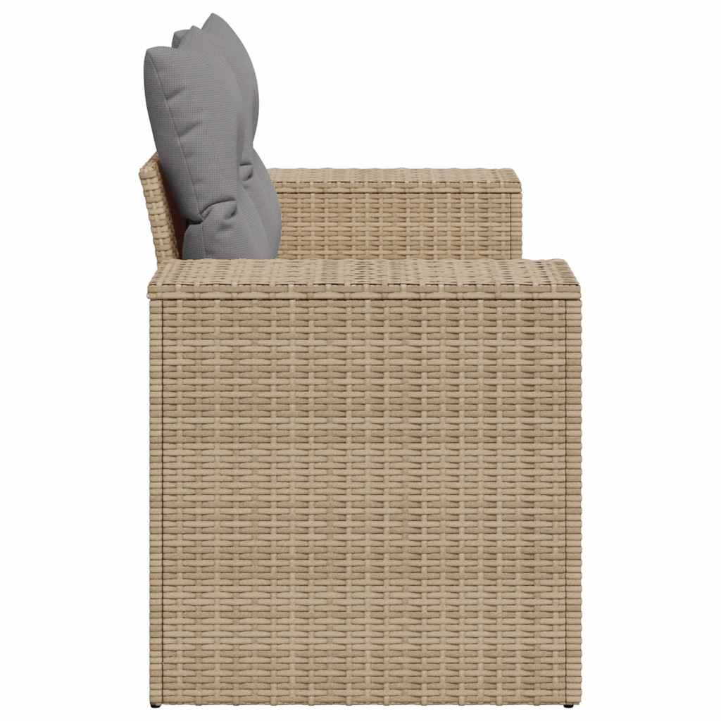 Dvivietė sodo sofa su pagalvėlėmis, smėlio spalvos, poliratanas - Namų Idėja