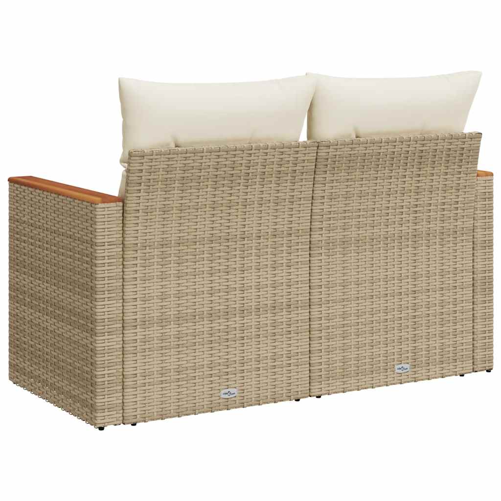 Dvivietė sodo sofa su pagalvėlėmis, smėlio spalvos, poliratanas - Namų Idėja