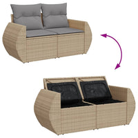 Dvivietė sodo sofa su pagalvėlėmis, smėlio spalvos, poliratanas - Namų Idėja