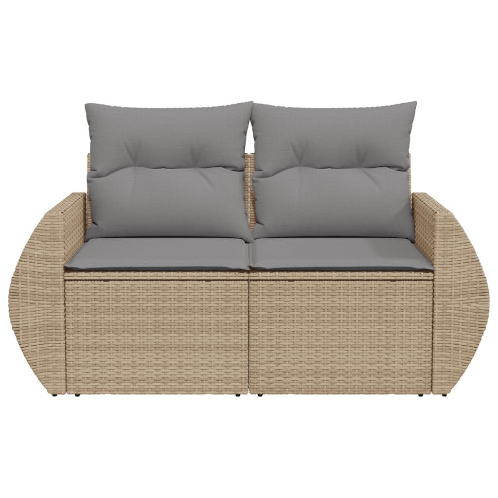 Dvivietė sodo sofa su pagalvėlėmis, smėlio spalvos, poliratanas - Namų Idėja