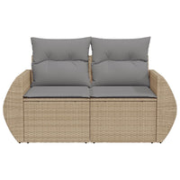 Dvivietė sodo sofa su pagalvėlėmis, smėlio spalvos, poliratanas - Namų Idėja