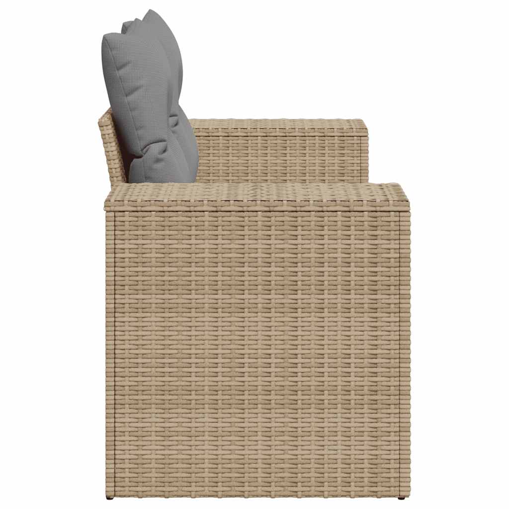 Dvivietė sodo sofa su pagalvėlėmis, smėlio spalvos, poliratanas - Namų Idėja