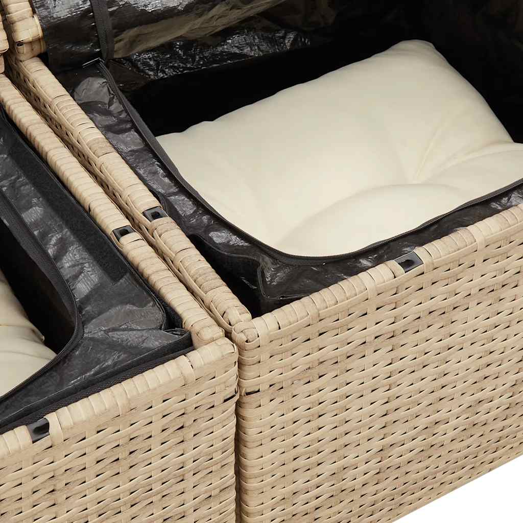 Dvivietė sodo sofa su pagalvėlėmis, smėlio spalvos, poliratanas - Namų Idėja