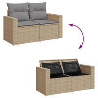 Dvivietė sodo sofa su pagalvėlėmis, smėlio spalvos, poliratanas - Namų Idėja