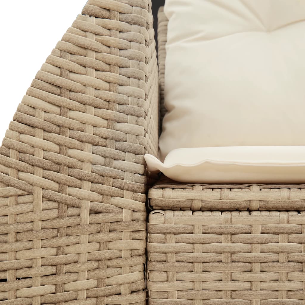 Dvivietė sodo sofa su pagalvėlėmis, smėlio spalvos, poliratanas - Namų Idėja