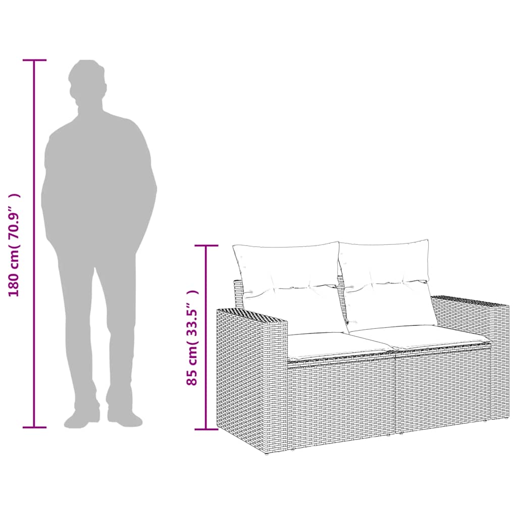 Dvivietė sodo sofa su pagalvėlėmis, smėlio spalvos, poliratanas - Namų Idėja