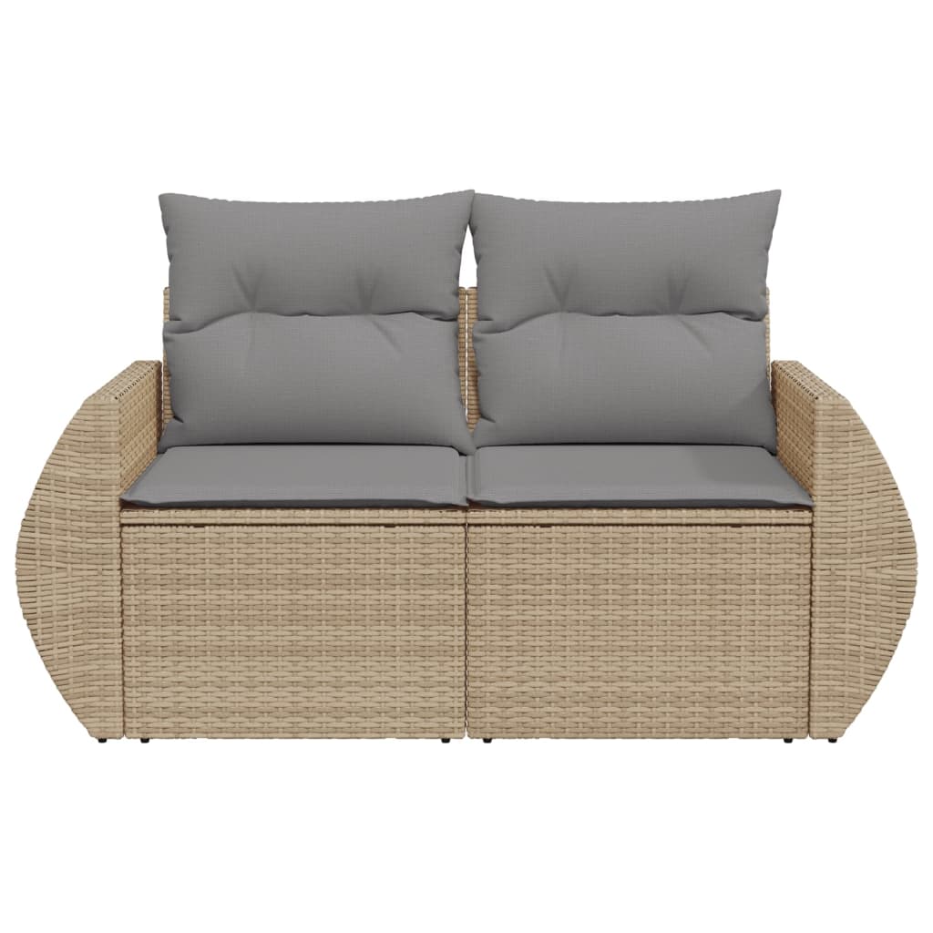 Dvivietė sodo sofa su pagalvėlėmis, smėlio spalvos, poliratanas - Namų Idėja