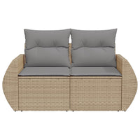 Dvivietė sodo sofa su pagalvėlėmis, smėlio spalvos, poliratanas - Namų Idėja