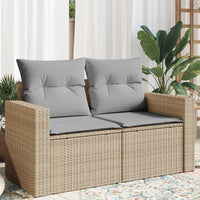 Dvivietė sodo sofa su pagalvėlėmis, smėlio spalvos, poliratanas - Namų Idėja
