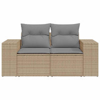 Dvivietė sodo sofa su pagalvėlėmis, smėlio spalvos, poliratanas - Namų Idėja