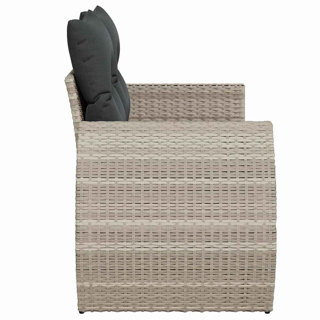 Dvivietė sodo sofa su pagalvėlėmis, šviesiai pilka, poliratanas - Namų Idėja