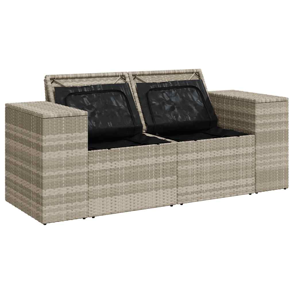 Dvivietė sodo sofa su pagalvėlėmis, šviesiai pilka, poliratanas - Namų Idėja