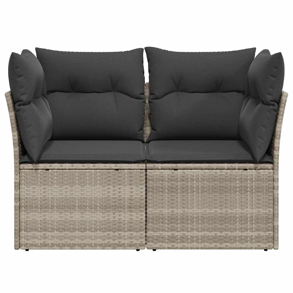 Dvivietė sodo sofa su pagalvėlėmis, šviesiai pilka, poliratanas - Namų Idėja