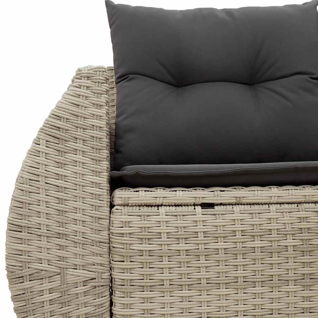 Dvivietė sodo sofa su pagalvėlėmis, šviesiai pilka, poliratanas - Namų Idėja