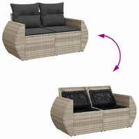 Dvivietė sodo sofa su pagalvėlėmis, šviesiai pilka, poliratanas - Namų Idėja