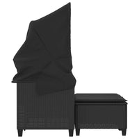 Dvivietė sodo sofa su skliautu/taburetėmis, juoda, poliratanas - Namų Idėja