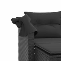 Dvivietė sodo sofa su skliautu/taburetėmis, juoda, poliratanas - Namų Idėja