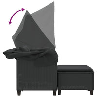 Dvivietė sodo sofa su skliautu/taburetėmis, juoda, poliratanas - Namų Idėja