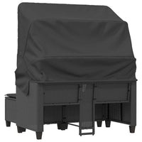Dvivietė sodo sofa su skliautu/taburetėmis, juoda, poliratanas - Namų Idėja