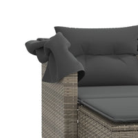 Dvivietė sodo sofa su skliautu/taburetėmis, pilka, poliratanas - Namų Idėja