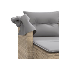 Dvivietė sodo sofa su skliautu/taburetėmis, smėlio, poliratanas - Namų Idėja