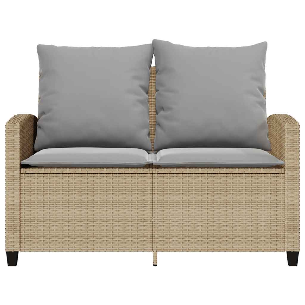 Dvivietė sodo sofa su staliuku ir pagalvėlėmis, smėlio spalvos - Namų Idėja