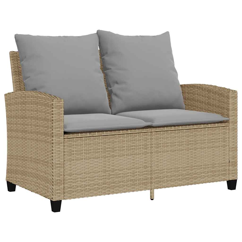 Dvivietė sodo sofa su staliuku ir pagalvėlėmis, smėlio spalvos - Namų Idėja