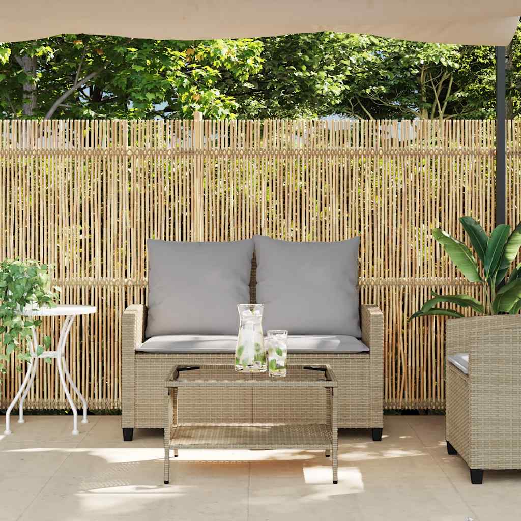 Dvivietė sodo sofa su staliuku ir pagalvėlėmis, smėlio spalvos - Namų Idėja