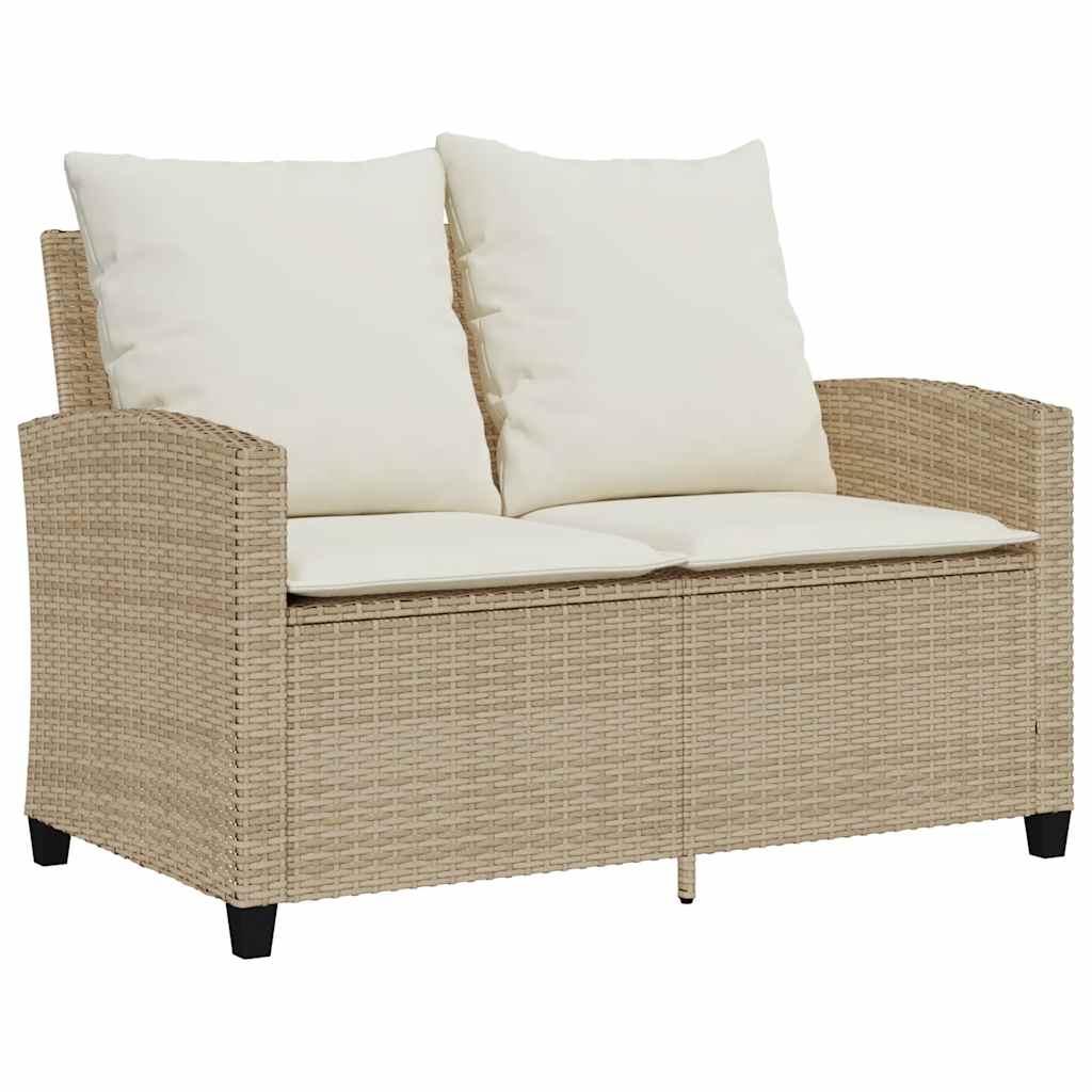 Dvivietė sodo sofa su staliuku ir pagalvėlėmis, smėlio spalvos - Namų Idėja
