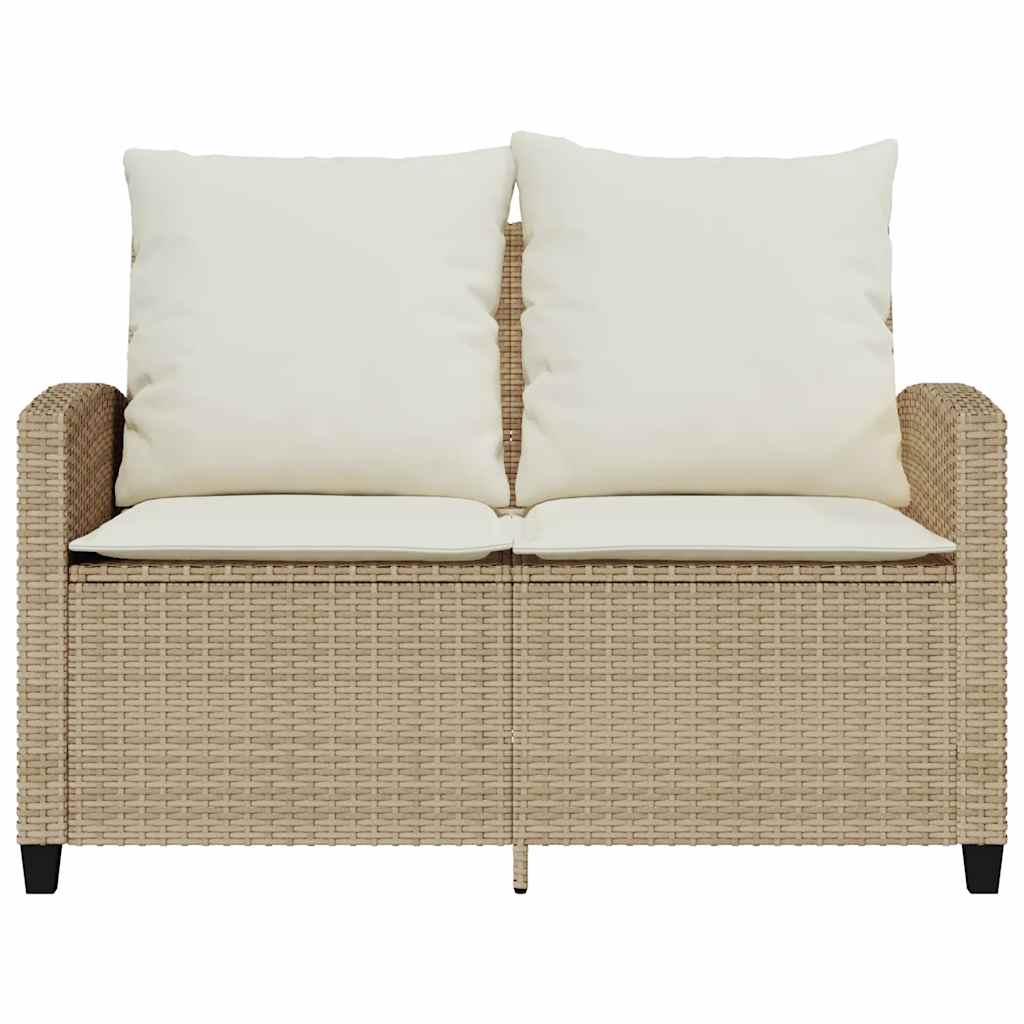 Dvivietė sodo sofa su staliuku ir pagalvėlėmis, smėlio spalvos - Namų Idėja