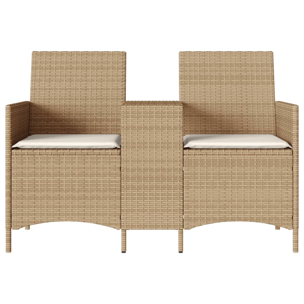 Dvivietė sodo sofa su staliuku ir pagalvėlėmis, smėlio spalvos - Namų Idėja