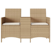 Dvivietė sodo sofa su staliuku ir pagalvėlėmis, smėlio spalvos - Namų Idėja