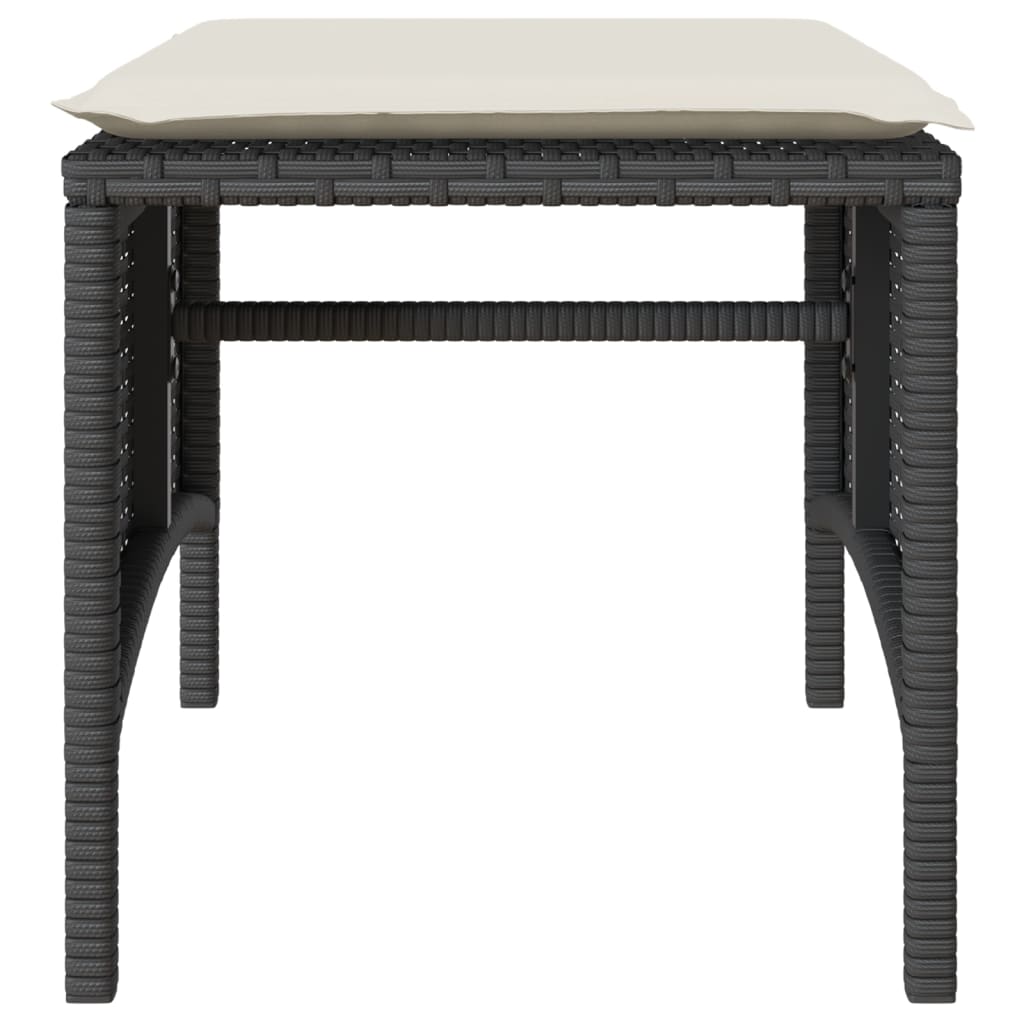 Dvivietė sodo sofa su staliuku/taburetėmis, juoda, poliratanas - Namų Idėja
