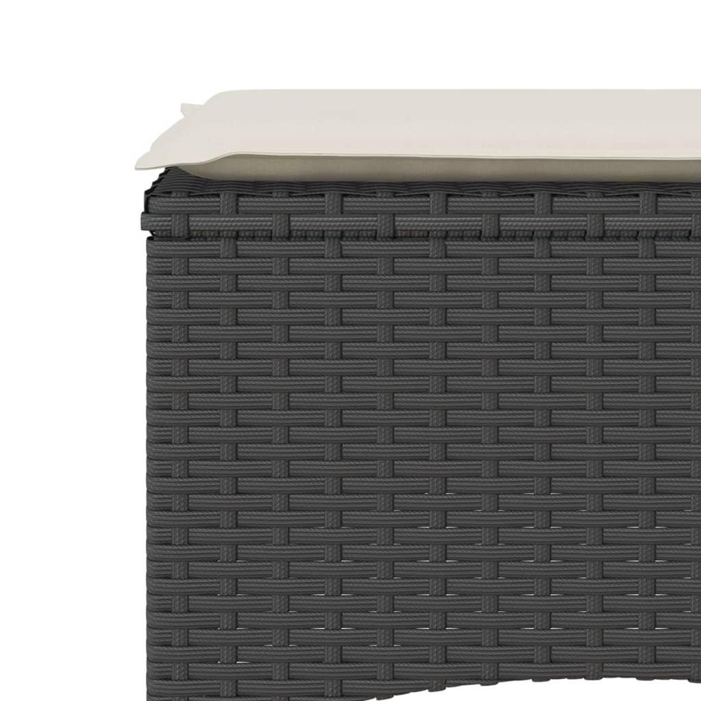 Dvivietė sodo sofa su staliuku/taburetėmis, juoda, poliratanas - Namų Idėja