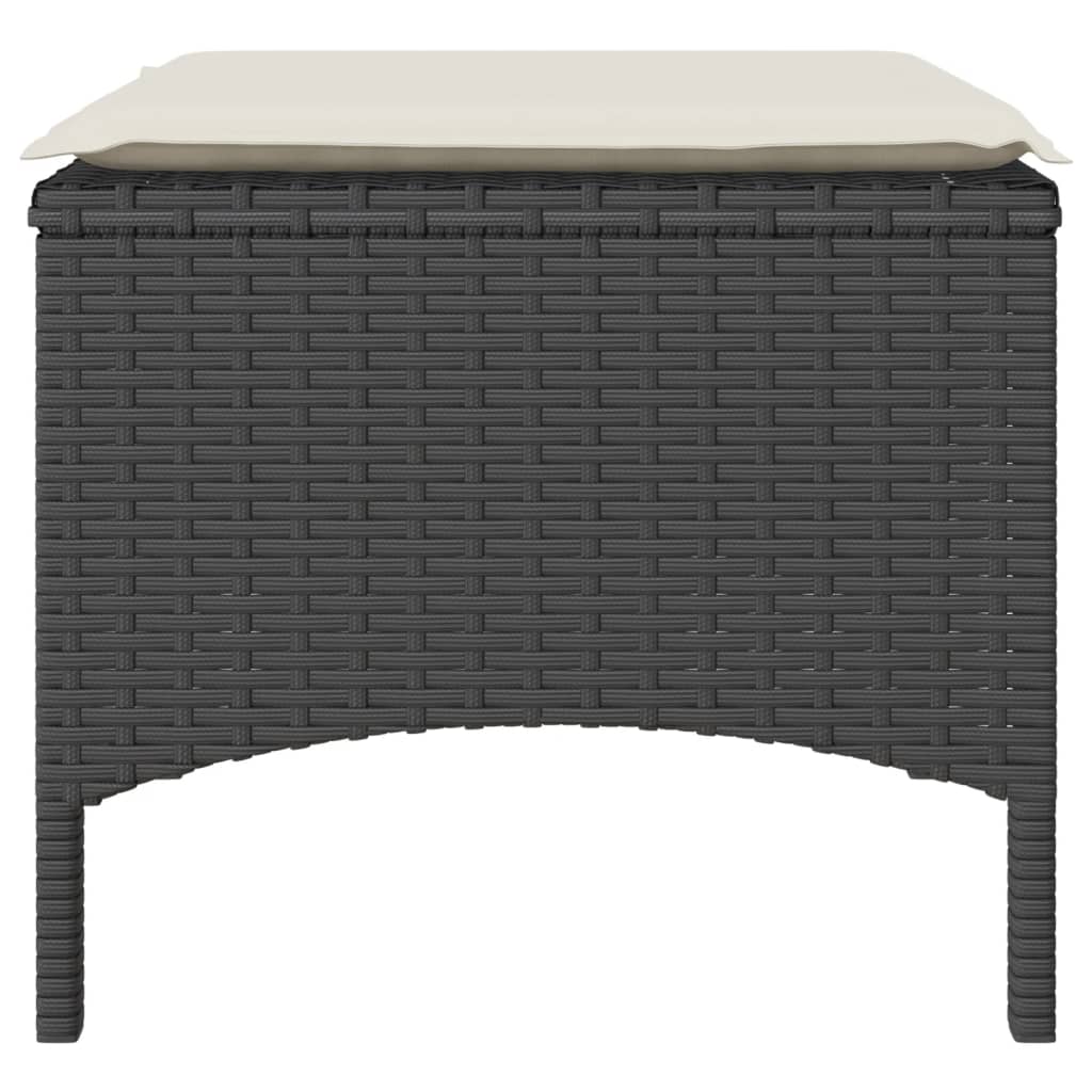 Dvivietė sodo sofa su staliuku/taburetėmis, juoda, poliratanas - Namų Idėja