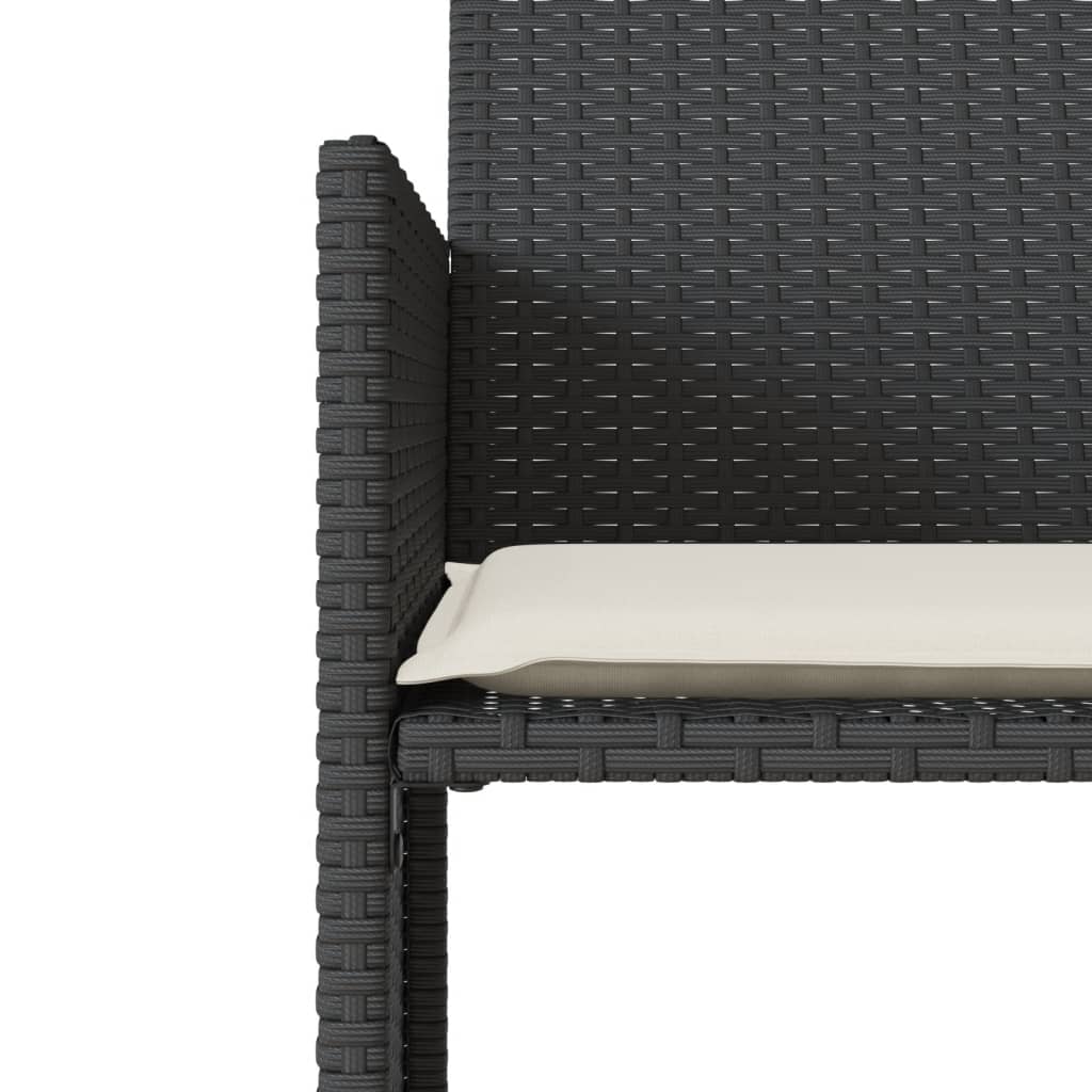 Dvivietė sodo sofa su staliuku/taburetėmis, juoda, poliratanas - Namų Idėja