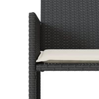 Dvivietė sodo sofa su staliuku/taburetėmis, juoda, poliratanas - Namų Idėja