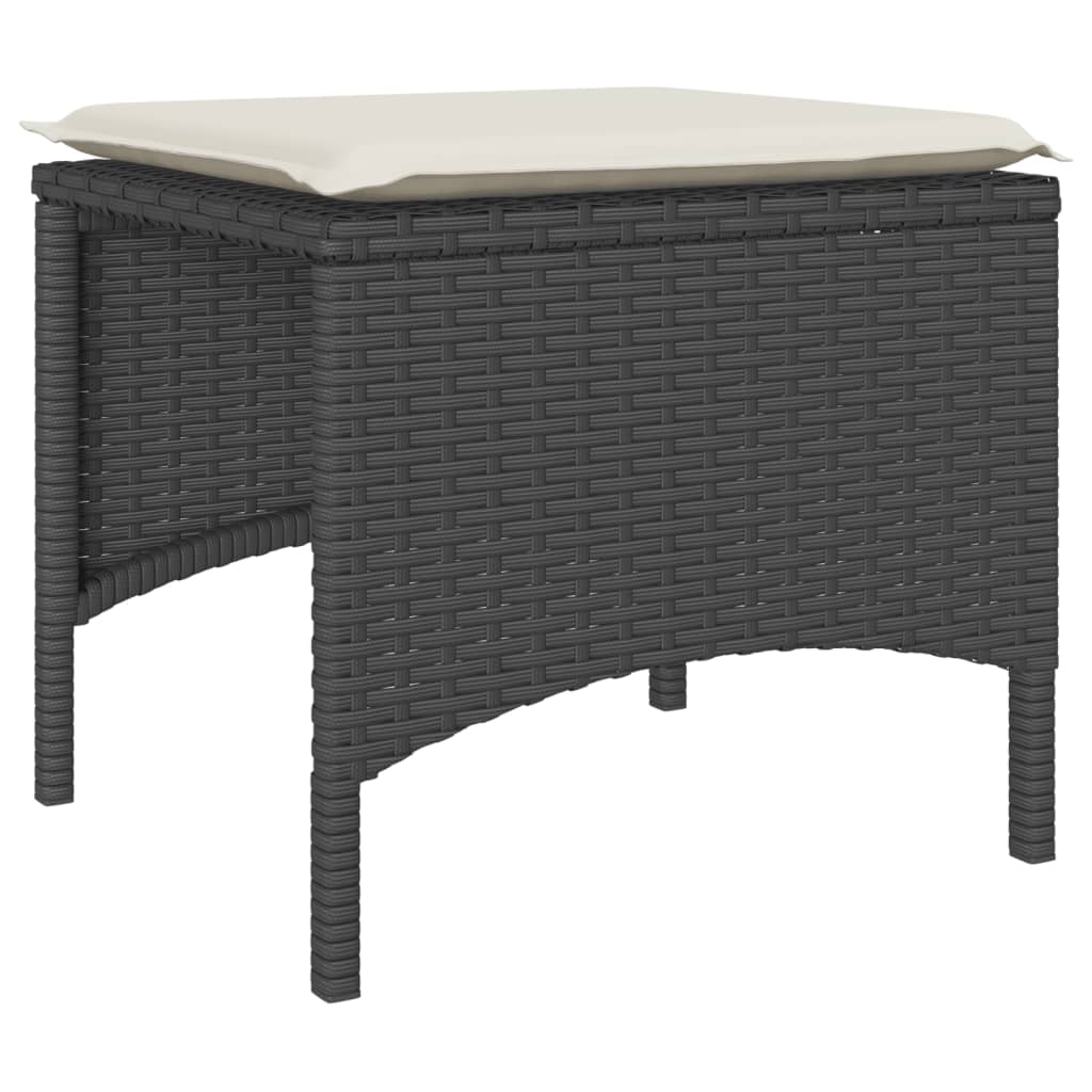 Dvivietė sodo sofa su staliuku/taburetėmis, juoda, poliratanas - Namų Idėja