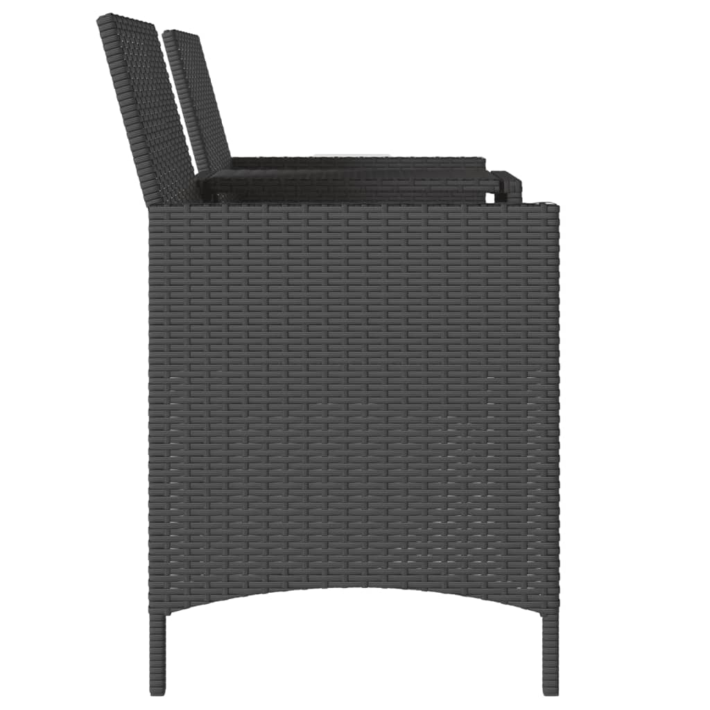 Dvivietė sodo sofa su staliuku/taburetėmis, juoda, poliratanas - Namų Idėja