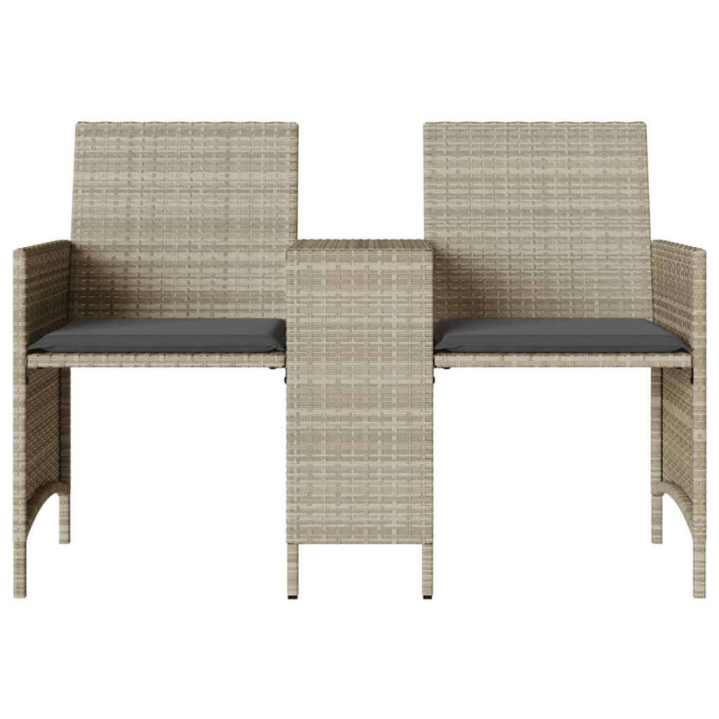 Dvivietė sodo sofa su staliuku/taburetėmis, pilka, poliratanas - Namų Idėja