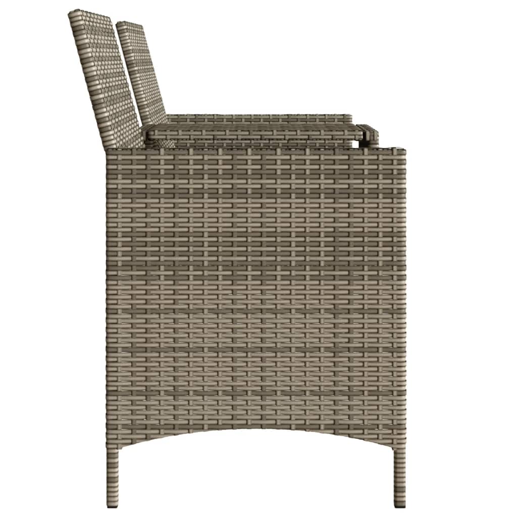 Dvivietė sodo sofa su staliuku/taburetėmis, pilka, poliratanas - Namų Idėja