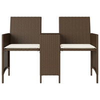 Dvivietė sodo sofa su staliuku/taburetėmis, ruda, poliratanas - Namų Idėja