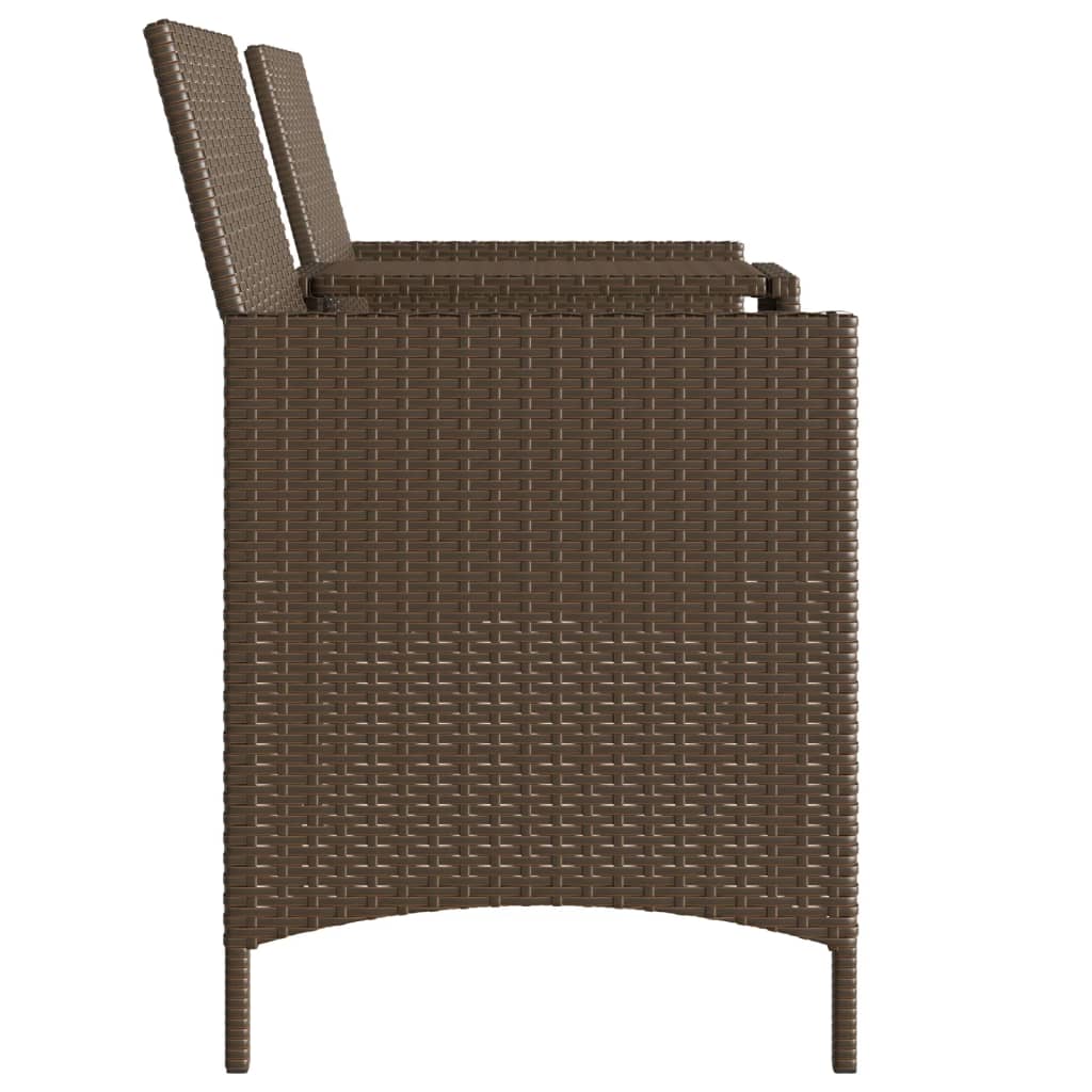 Dvivietė sodo sofa su staliuku/taburetėmis, ruda, poliratanas - Namų Idėja