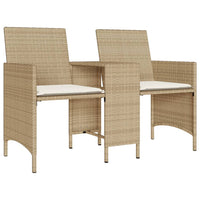 Dvivietė sodo sofa su staliuku/taburetėmis, smėlio, poliratanas - Namų Idėja